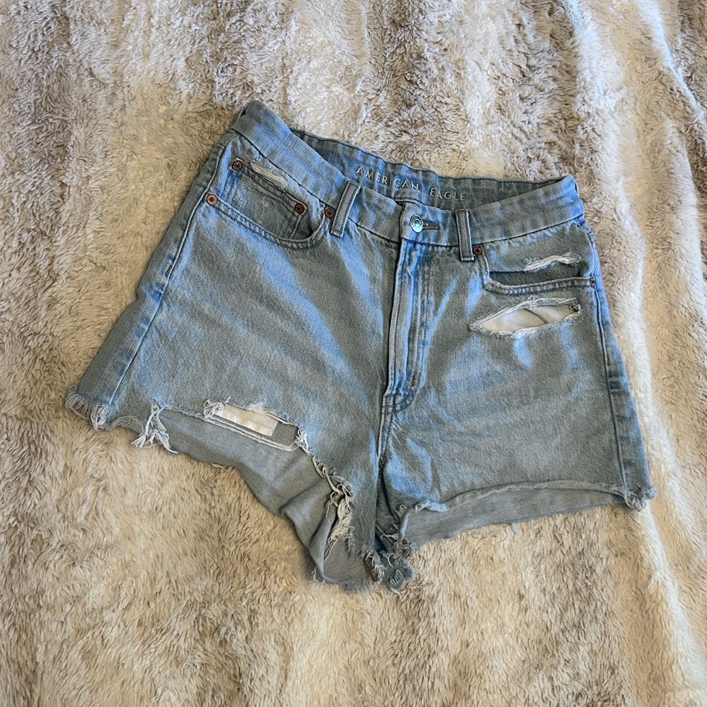 American Eagle Curvy Boyfriend Distressed Denim Shorts